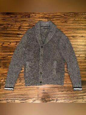 Banana Republic Knit Shawl Cardigan Sweater Grey/Black Marl Size Medium